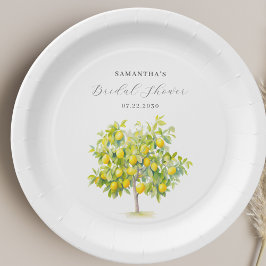 レモン シトラス ウォーターカラー ブライダル シャワー ペーパープレート