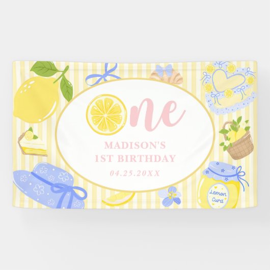 レモン シトラス サマー レモネード 1歳 誕生日パーティー 横断幕 (横)