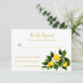 レモン シトラス フルーツ フローラル パーティ 出欠カード (スタンド正面)