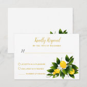 レモン シトラス フルーツ フローラル パーティ 出欠カード (正面/裏面)