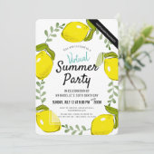 レモン シトラス ホワイト サマー 大人 バーチャル 誕生日 招待状 (スタンド正面)