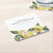 レモン シトラス メイン スクイーズ ブライダル シャワー スクエアペーパーコースター (アングル)