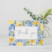 レモン シトラス メイン スクイーズ ブルー ブライダル シャワー サンキューカード (スタンド正面)