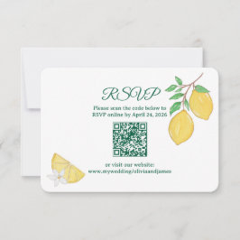 レモン シトラス ラウンドQRコード オンライン ウェディング 出欠カード