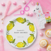 レモン シトラス リース ホワイト ベビーシャワー 紙皿 (パーティー)