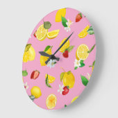 レモン&ストロベリー1 ラージ壁時計 (傾斜)
