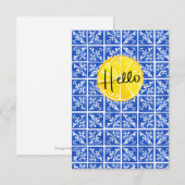 レモン&タイル「こんにちは」フラットグリーティングカード サンキューカード (正面/裏面)