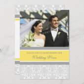 レモン・ダマスク・結婚フォトの誓いの更新招待状 招待状 (正面/裏面)