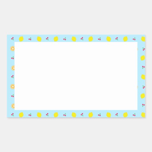 レモン＆チェリー（ブルー） 　   長方形シール (正面)