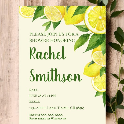 レモン ツリー テーマのシャワー招待状 招待状