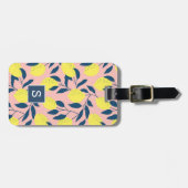 レモン ツリー モダン フルーツ パターン モノグラム ラゲッジタグ (正面横)