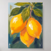レモン ツリー 水彩画 フルーツ ペイント ポスター (正面)