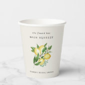 レモン テーマのメインスクイーズ ブライダルシャワー 紙コップ (正面)