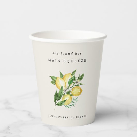 レモン テーマのメイン スクイーズ ブライダル シャワー 紙コップ (正面)