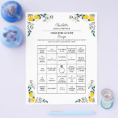 レモン テーマ ゲストを探せ ブライダル シャワー ビンゴ チラシ (シングル)