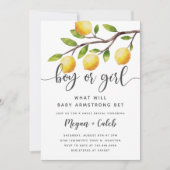 レモン テーマ 性別発表 サマー パーティー  招待状 (正面)