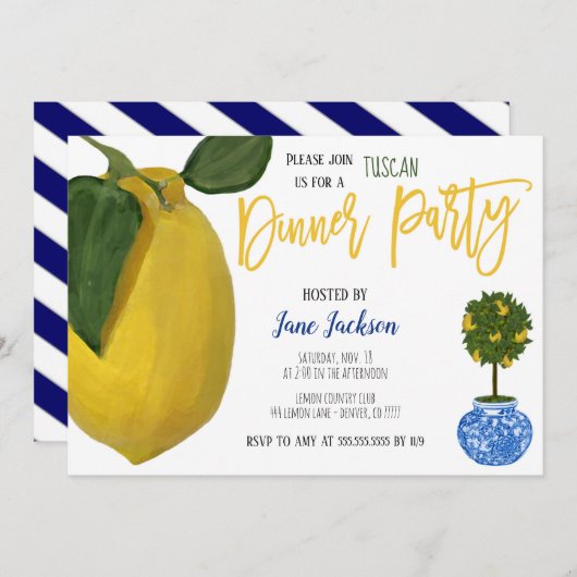 レモン ディナー パーティー 招待状 (正面/裏面)