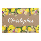 レモン デイズ ブラウン 枕カバー (正面右)