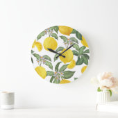 レモン:トロピカルフルーツヴィンテージシームレス ラージ壁時計 (ホーム)