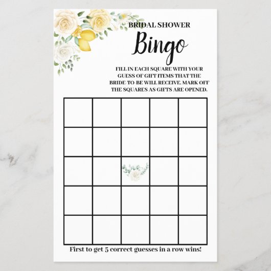 レモン&バラブライダルシャワービンゴゲームカード チラシ (正面)