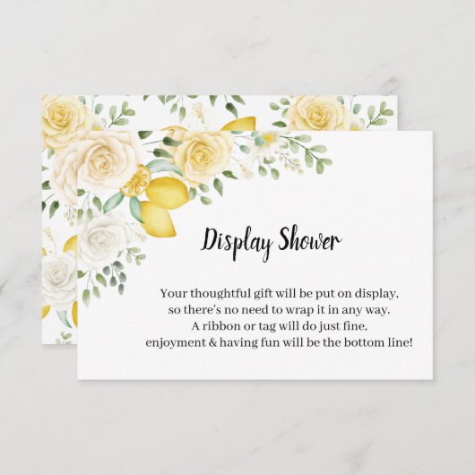 レモン&バラ表示ブライダルシャワーエンクロージャカード エンクロージャーカード (正面/裏面)