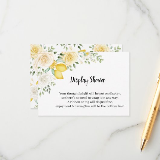 レモン&バラ表示ブライダルシャワーエンクロージャカード エンクロージャーカード (正面/裏面インサイチュ)