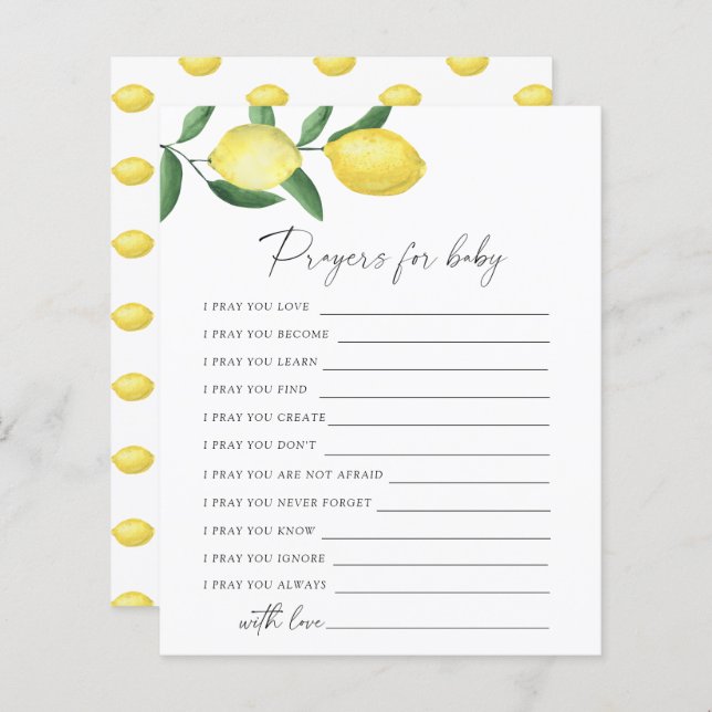 レモン – パーティーゲーム |ベビーゲームの祈りの言葉 (正面/裏面)