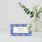 レモン フォリアージ ブルー メディテレーニアン ウェディング ウェブサイト エンクロージャーカード (スタンド正面)