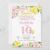 レモン フラワーの誕生日パーティー招待状 招待状 (正面)