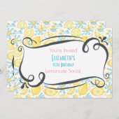 レモン&フラワーズ誕生日レモネードソーシャル招待状 招待状 (正面/裏面)