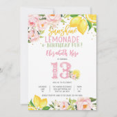レモン フラワーティーン 誕生日招待状 招待状 (正面)