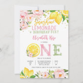 レモン フラワーファーストバースデー招待状 招待状 (正面)