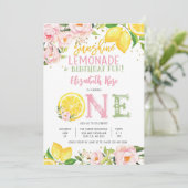レモン フラワーファーストバースデー招待状 招待状 (スタンド正面)