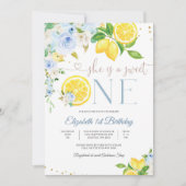 レモン フラワーファーストバースデー招待状 招待状 (正面)