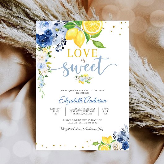 レモン フラワーブライダルシャワー 招待状
