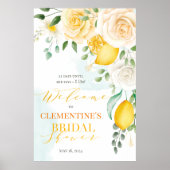 レモン フラワール ウォーターカラー ポスター ボード サイン (正面)