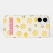 レモン+フラワー+サマー+カスタム+ネームデザイン iPhone 16ケース (裏面横)