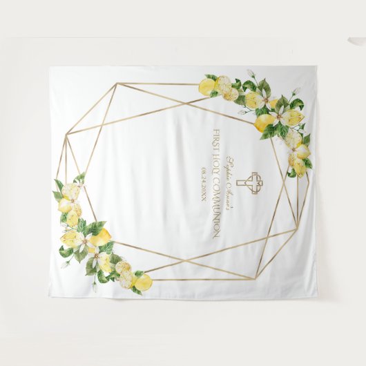 レモン フルーツ ゴールド フレーム 聖体拝領 背景 タペストリー (正面(横))