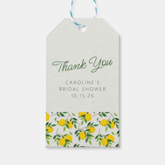レモン フルーツ パターン オーダーメイド ブライズシャワー 感謝 ギフトタグ (正面)