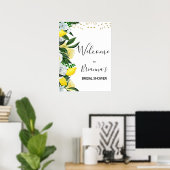 レモン フローラル メイン スクイーズ ブライダル シャワー ウェルカム ポスター (ホームオフィス)