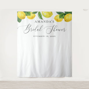 レモン ブライダルシャワーの背景 水彩の柑橘 タペストリー