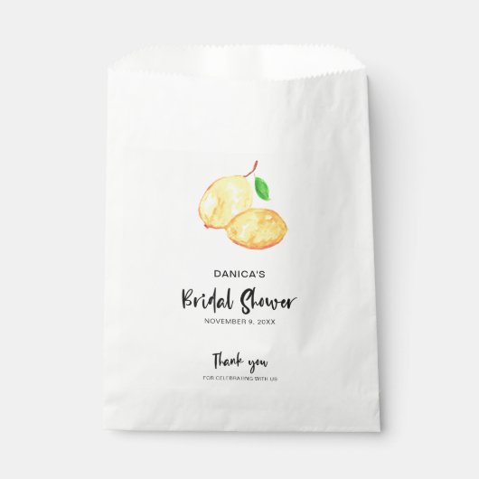 レモン ブライダルシャワー お礼 水彩レタリング フェイバーバッグ (正面)