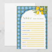 レモン ブライダルシャワー アドバイス フォー ザ ブライド カード (正面/裏面)