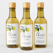 レモン ブライダルシャワー デコ ミニ ワインラベル (ボトル)