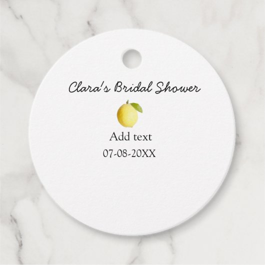 レモン ブライダルシャワー モダン シンプル ミニマル ラスティック b フェイバータグ (正面)