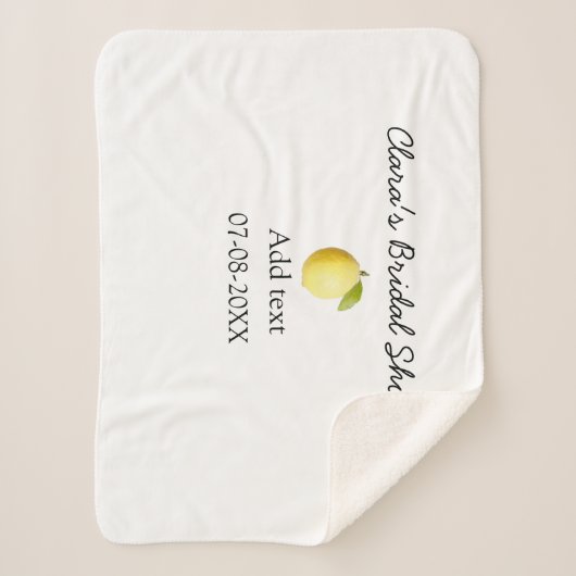 レモン ブライダルシャワー 現代 シンプル ミニマル ラスティックb シェルパブランケット (正面)