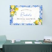 レモン ブルータイル フラワー ブライダルシャワー ウェルカム 横断幕 (トレードショー)