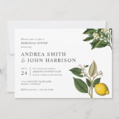 レモン ブルーム | おしゃれなボタニカル リハーサル ディナー 招待状 (正面)