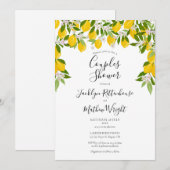 レモン ブルーム グリーン ウェディング カップル シャワー 招待状 (正面/裏面)