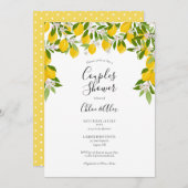 レモン ブルーム グリーン ウォーターカラー カップルシャワー 招待状 (正面/裏面)